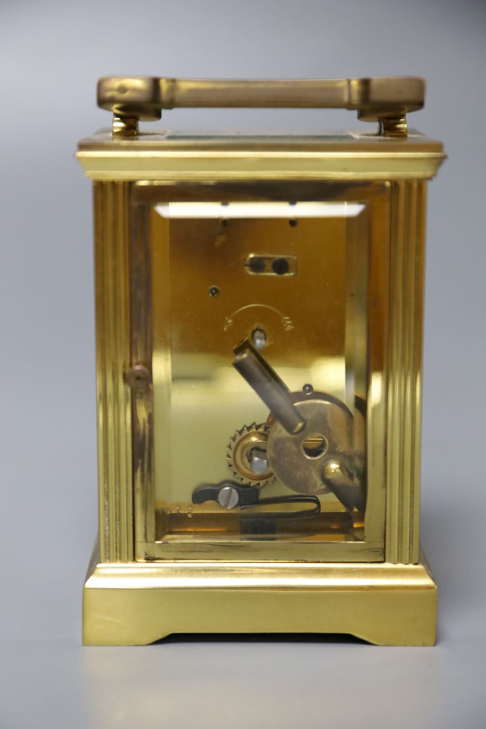 A lacquered brass carriage timepiece, retailed by Mappin & Webb